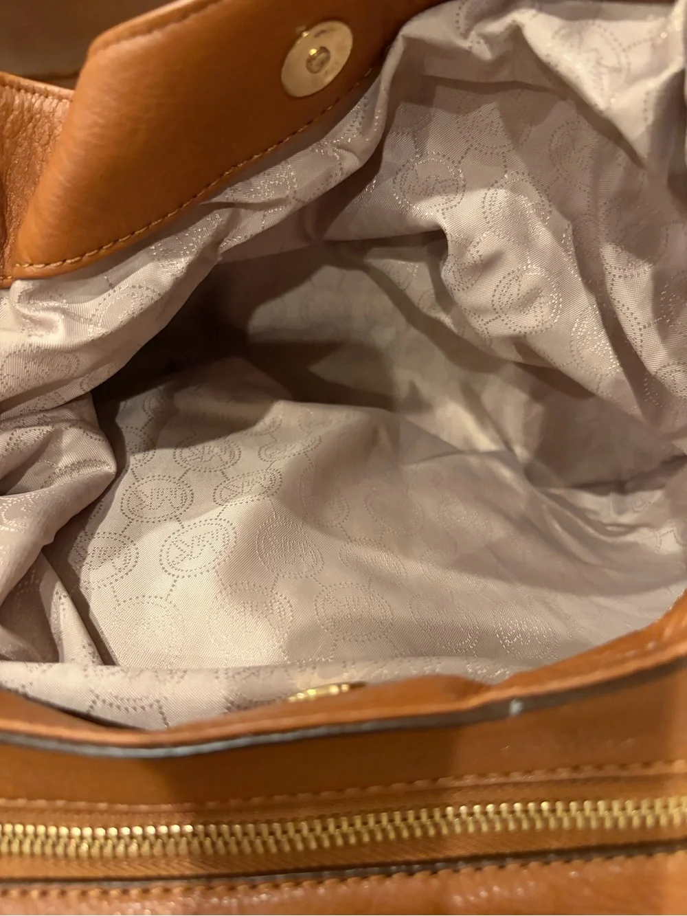 Michael Kors Tan Leather Shoulder Bag with Gold Hardware